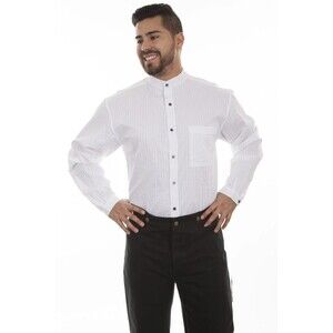 Scully Western Shirt Mens Imported Long Sleeve Stripe Button White - 3XL NWT